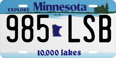 MN license plate 985LSB