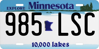 MN license plate 985LSC