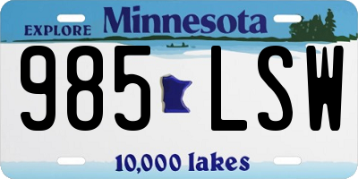MN license plate 985LSW