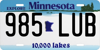 MN license plate 985LUB