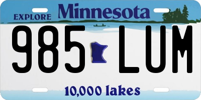 MN license plate 985LUM