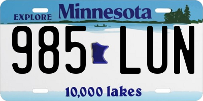 MN license plate 985LUN