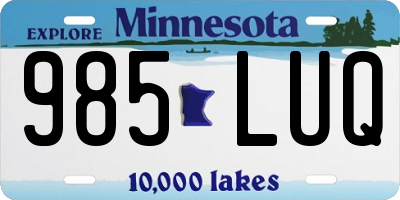 MN license plate 985LUQ