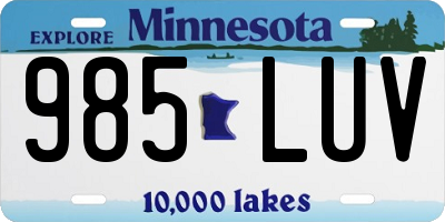 MN license plate 985LUV