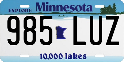 MN license plate 985LUZ