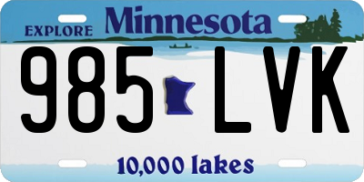 MN license plate 985LVK