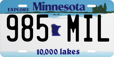 MN license plate 985MIL