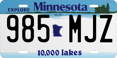 MN license plate 985MJZ