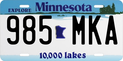 MN license plate 985MKA