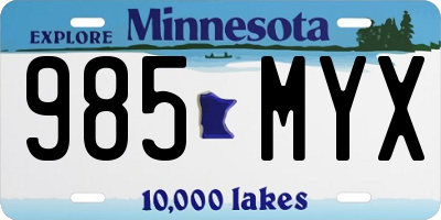 MN license plate 985MYX