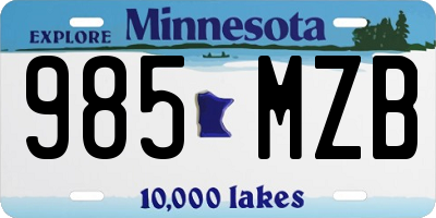 MN license plate 985MZB
