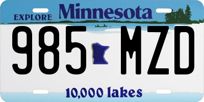 MN license plate 985MZD