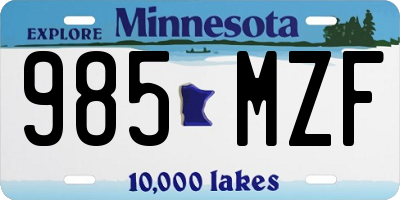MN license plate 985MZF