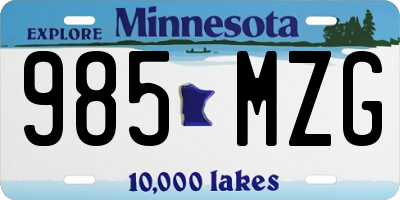 MN license plate 985MZG