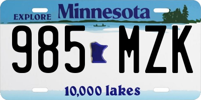 MN license plate 985MZK
