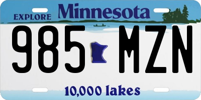 MN license plate 985MZN