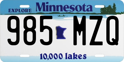 MN license plate 985MZQ