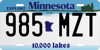 MN license plate 985MZT