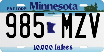 MN license plate 985MZV
