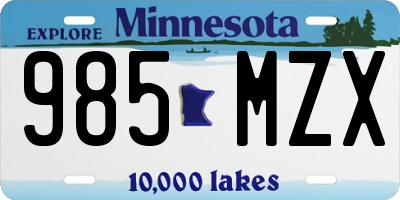 MN license plate 985MZX