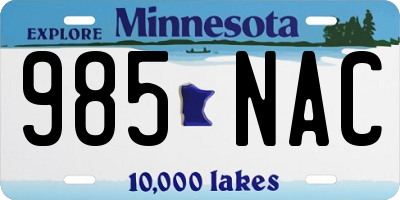 MN license plate 985NAC