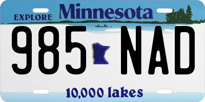 MN license plate 985NAD