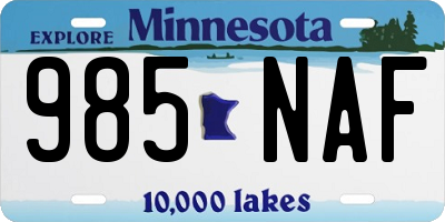 MN license plate 985NAF