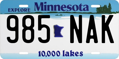 MN license plate 985NAK