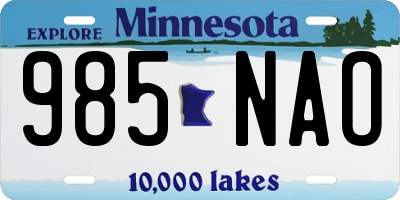MN license plate 985NAO