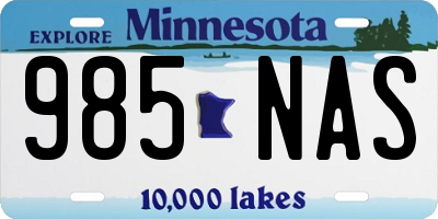 MN license plate 985NAS