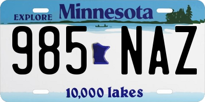 MN license plate 985NAZ