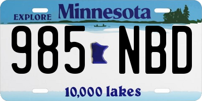 MN license plate 985NBD