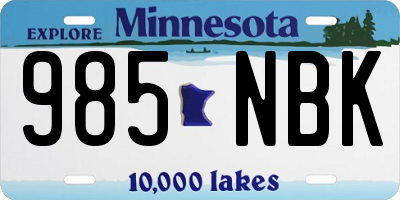 MN license plate 985NBK