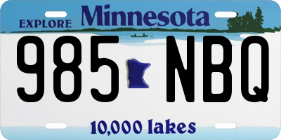MN license plate 985NBQ