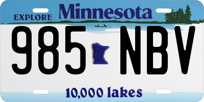 MN license plate 985NBV