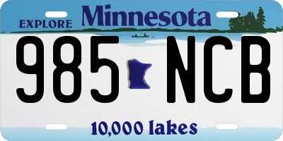 MN license plate 985NCB