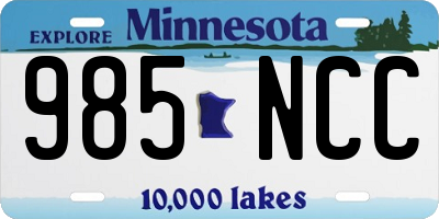 MN license plate 985NCC