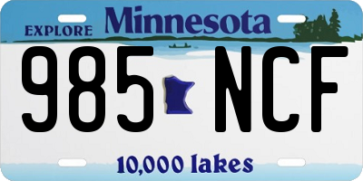 MN license plate 985NCF
