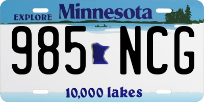 MN license plate 985NCG