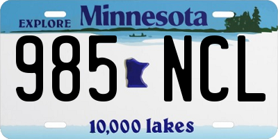 MN license plate 985NCL