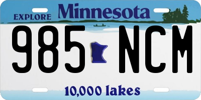 MN license plate 985NCM