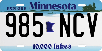 MN license plate 985NCV