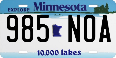 MN license plate 985NOA