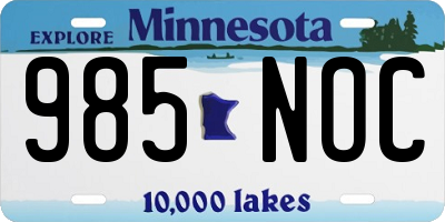 MN license plate 985NOC