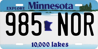 MN license plate 985NOR
