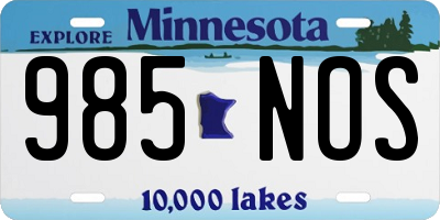 MN license plate 985NOS
