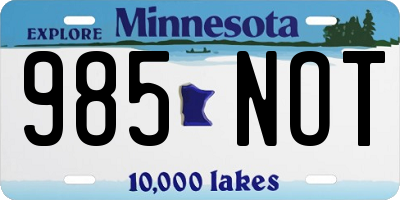 MN license plate 985NOT