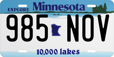 MN license plate 985NOV