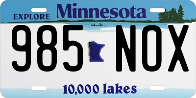 MN license plate 985NOX