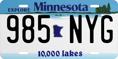 MN license plate 985NYG